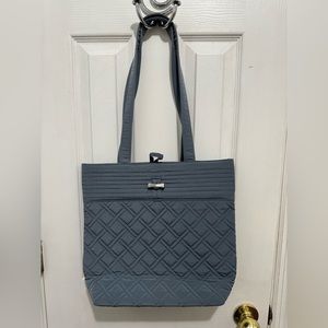 VERA BRADLEY Microfiber Diamond Quilted Tote Gray Silver Toggle